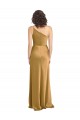 Cheap Sleeveless One Shoulder Stretch Satin Gold Long Formal Dress Canada