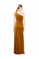Cheap Sleeveless One Shoulder Stretch Velvet Gold Long Formal Dress Canada