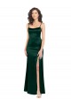 Cheap Sleeveless Scoop Neck Stretch Satin Hunter Long Formal Dress Canada