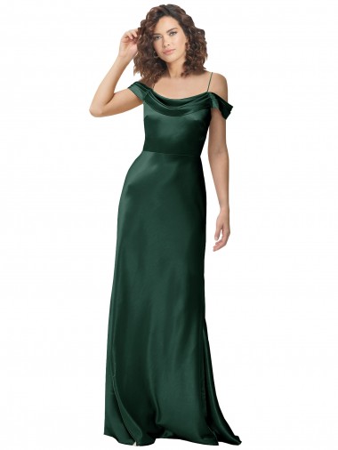 Cheap Sleeveless Spaghetti Straps Stretch Satin Hunter Long Formal Dress Canada