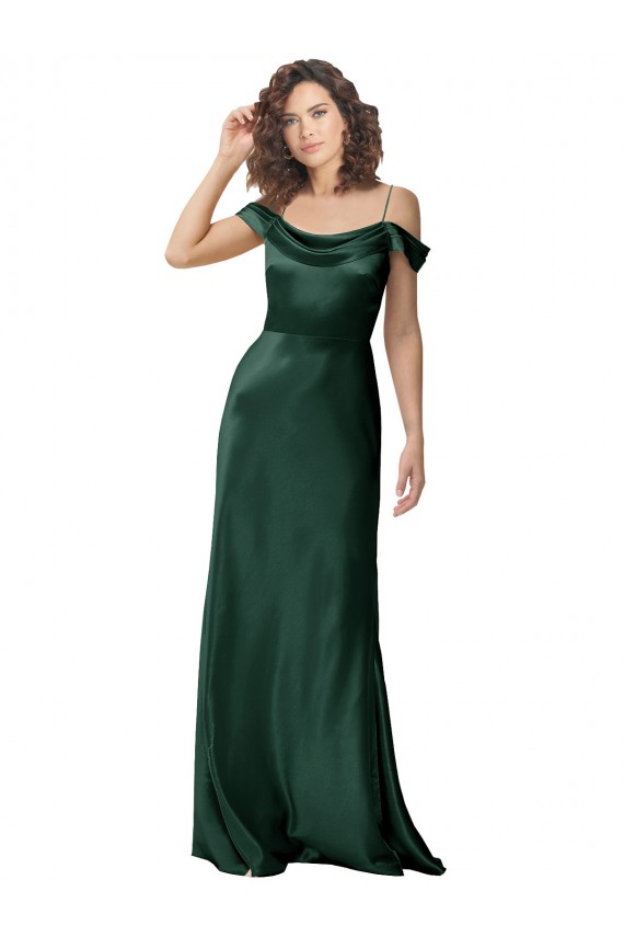 Cheap Sleeveless Spaghetti Straps Stretch Satin Hunter Long Formal Dress Canada