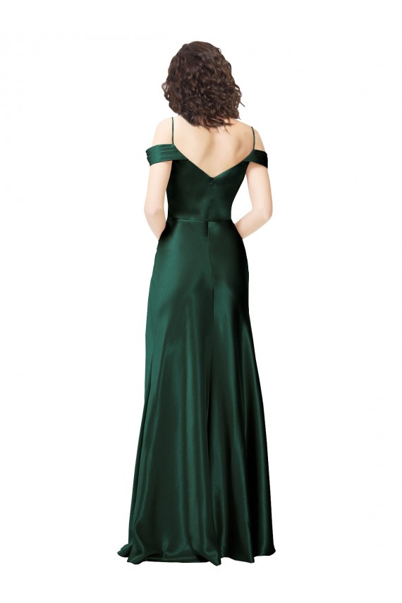 Cheap Sleeveless Spaghetti Straps Stretch Satin Hunter Long Formal Dress Canada