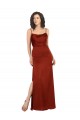 Cheap Sleeveless Square Neck Silky Satin Red Long Formal Dress Canada
