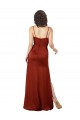Cheap Sleeveless Square Neck Silky Satin Red Long Formal Dress Canada
