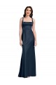 Cheap Sleeveless Square Neck Stretch Satin Dark Navy Long Formal Dress Canada