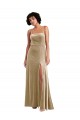 Cheap Sleeveless Square Neck Stretch Velvet Champagne Long Formal Dress Canada