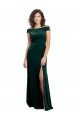 Cheap Cap Sleeves Square Neck Stretch Velvet Dark Green Long Formal Dress Canada