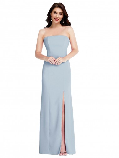 Cheap Sleeveless Strapless Stretch Crepe Light Sky Blue Long Formal Dresses Canada