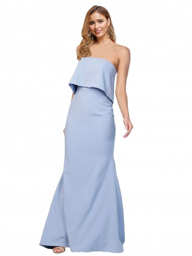 Cheap Sleeveless Strapless Stretch Crepe Light Sky Blue Long Formal Gowns Canada