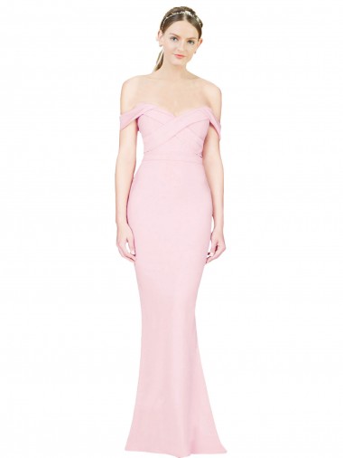 Cheap Sleeveless Strapless Stretch Crepe Pink Long Formal Dress Canada