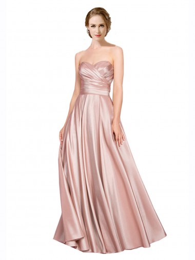 Cheap Sleeveless Strapless Stretch Satin Long Black Tie Formal Dress Canada