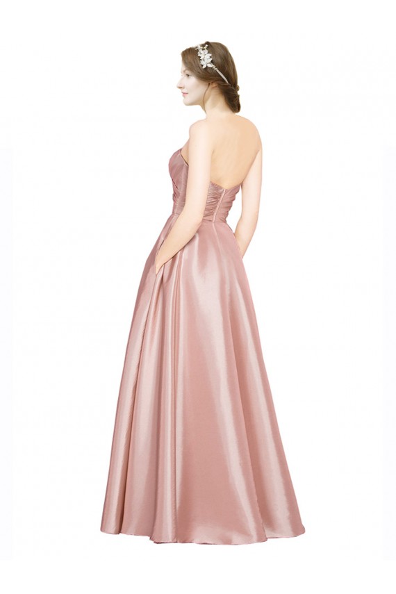 Cheap Sleeveless Strapless Stretch Satin Long Black Tie Formal Dress Canada