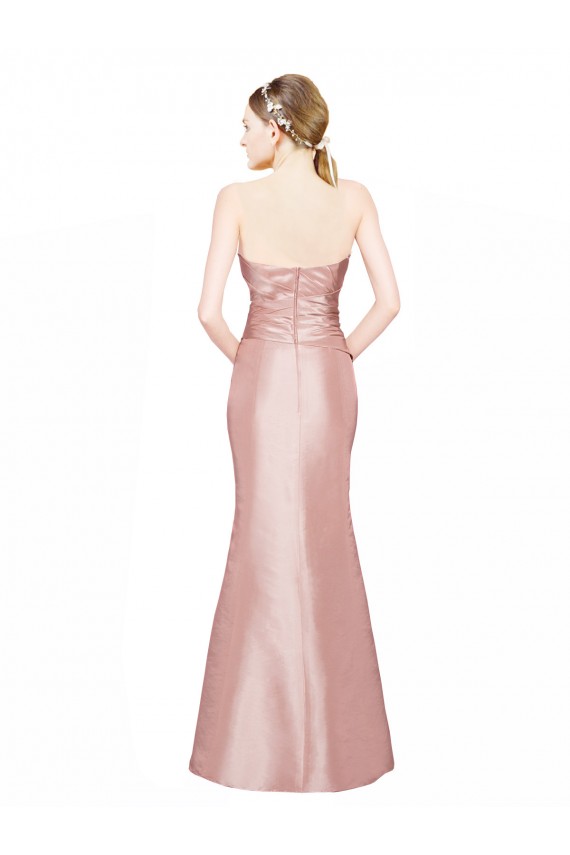 Cheap Sleeveless Strapless Stretch Satin Long Formal Dress Canada