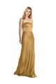 Cheap Sleeveless Strapless Stretch Satin Gold Long Formal Dress Canada
