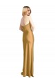 Cheap Sleeveless Strapless Stretch Satin Gold Long Formal Dress Canada