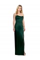 Cheap Sleeveless Strapless Stretch Satin Hunter Long Formal Dress Canada
