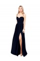 Cheap Sleeveless Sweetheart Chiffon Dark Navy Long Formal Dress Canada