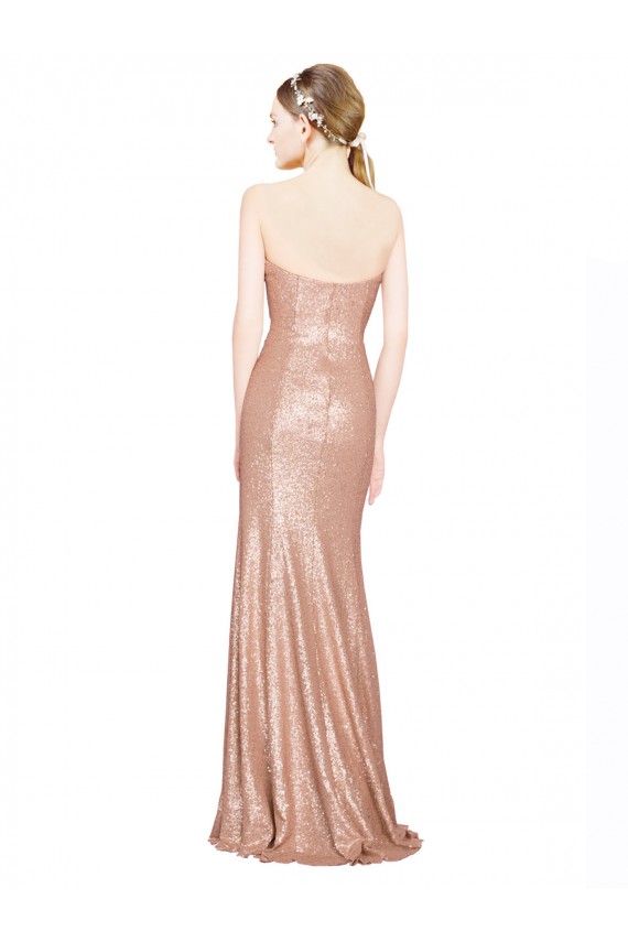 Cheap Sleeveless Sweetheart Sequin Rose Gold Long Formal Dress Canada