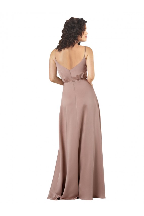 Cheap Sleeveless Sweetheart Silky Satin Dusty Pink Long Formal Dress Canada