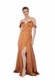 Cheap Cold Shoulder Sweetheart Silky Satin Orange Long Formal Dress Canada