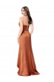 Cheap Sleeveless Sweetheart Silky Satin Orange Long High Low Formal Dress Canada