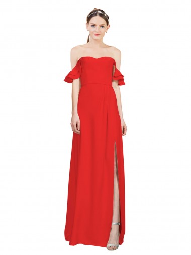 Cheap Sleeveless Sweetheart Stretch Crepe Red Long Formal Dress Canada