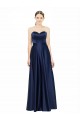 Cheap Sleeveless Sweetheart Stretch Satin Dark Navy Long Black Tie Formal Dress Canada