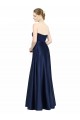 Cheap Sleeveless Sweetheart Stretch Satin Dark Navy Long Black Tie Formal Dress Canada