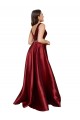 Cheap Sleeveless V-Neck Satin Burgundy Long Formal Plus Size Formal Dress Canada