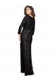 Cheap Long Sleeves V-Neck Sequin Black Long Formal Dress Canada