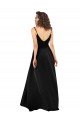 Cheap Sleeveless V-Neck Silky Satin Black Long High Low Formal Dress Canada