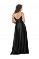 Cheap Sleeveless V-Neck Silky Satin Black Long Formal Dresses Canada
