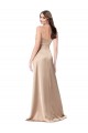 Cheap Sleeveless V-Neck Silky Satin Champagne Pink Long Formal Dress Canada