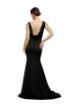 Cheap Sleeveless V-Neck Silky Satin Black Sweep Train Formal Dress Canada