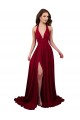 Cheap Sleeveless V-Neck Spandex Burgundy Long Black Tie Formal Dress Canada