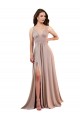 Cheap Sleeveless V-Neck Spandex Dusty Pink Long Black Tie Formal Dress Canada