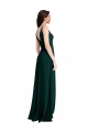 Cheap Sleeveless V-Neck Stretch Crepe Midnight Green Long Formal Dresses Canada