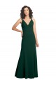 Cheap Sleeveless V-Neck Stretch Crepe Midnight Green Long Formal Dress Canada