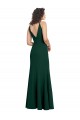 Cheap Sleeveless V-Neck Stretch Crepe Midnight Green Long Formal Dress Canada