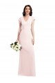 Cheap Cap Sleeves V-Neck Stretch Crepe Pink Long Formal Dress Canada