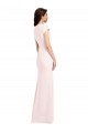 Cheap Cap Sleeves V-Neck Stretch Crepe Pink Long Formal Dress Canada