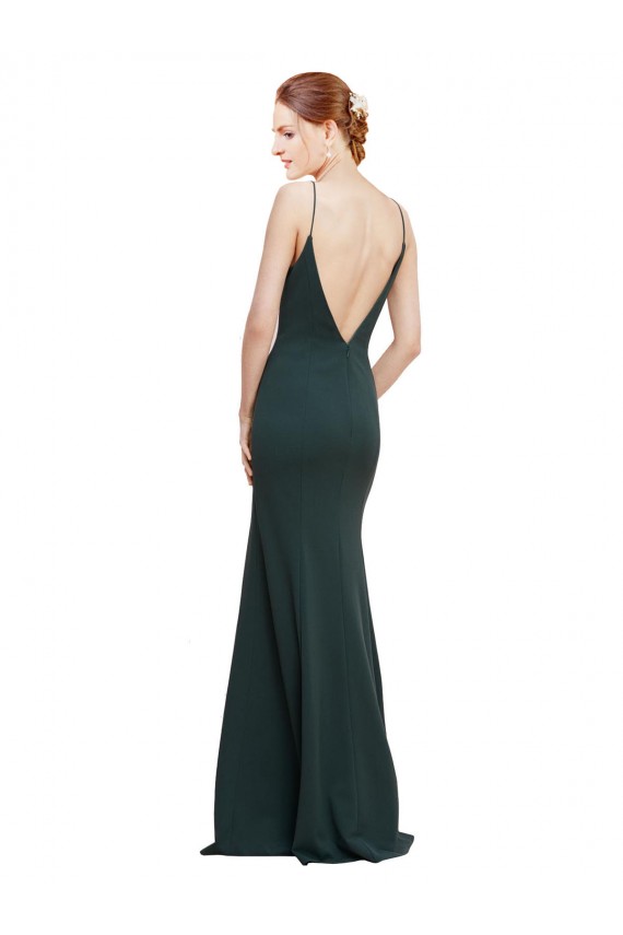 Cheap Sleeveless V-Neck Stretch Crepe Pink Long Formal Dress Canada