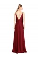 Cheap Sleeveless V-Neck Stretch Satin Burgundy Long Black Tie Formal Dress Canada