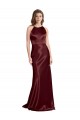 Cheap Sleeveless V-Neck Stretch Satin Burgundy Gold Long Formal Dress Canada