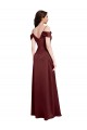 Cheap Sleeveless V-Neck Stretch Satin Burgundy Gold Long Formal Dresses Canada