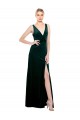 Cheap Sleeveless V-Neck Stretch Velvet Dark Green Long Black Tie Formal Dress Canada