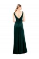 Cheap Sleeveless V-Neck Stretch Velvet Dark Green Long Black Tie Formal Dress Canada