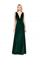 Cheap Sleeveless V-Neck Stretch Velvet Dark Green Long Formal Dress Canada