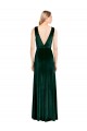 Cheap Sleeveless V-Neck Stretch Velvet Dark Green Long Formal Dress Canada