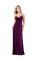 Cheap Sleeveless V-Neck Stretch Velvet Grape Long Formal Dress Canada